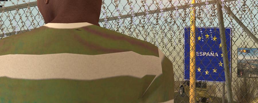 An den Grenzen zu Spanien. Ceuta, Marokko.