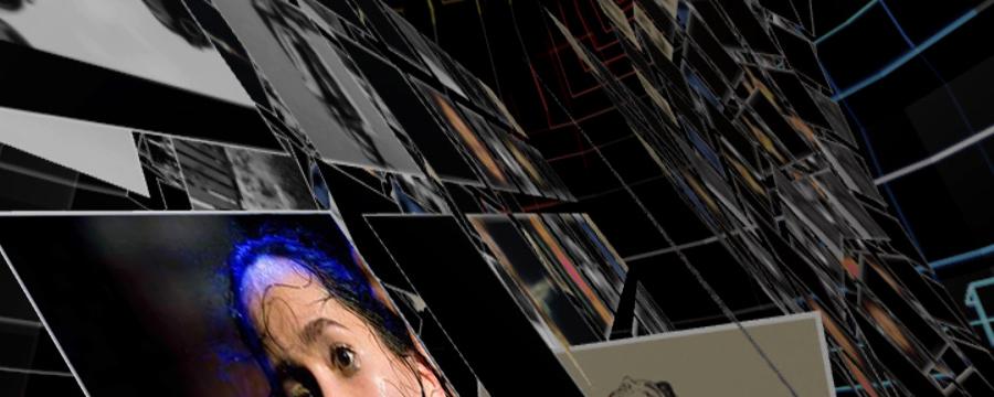 Images of Mara Vivas and unrecognisable objects against a dark background. Once Upon Unsteady Grounds thumbnail.